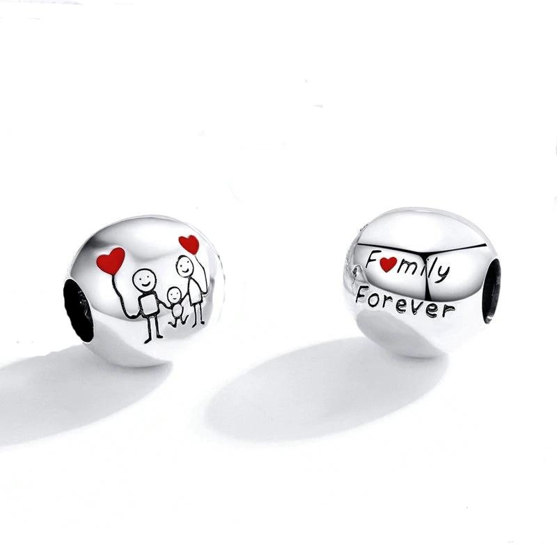 Family with balloons charm