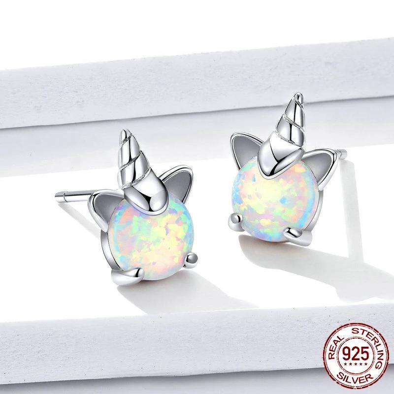 Unicorn with Opal Studs