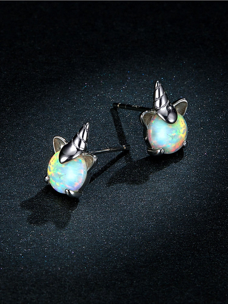 Unicorn with Opal Studs