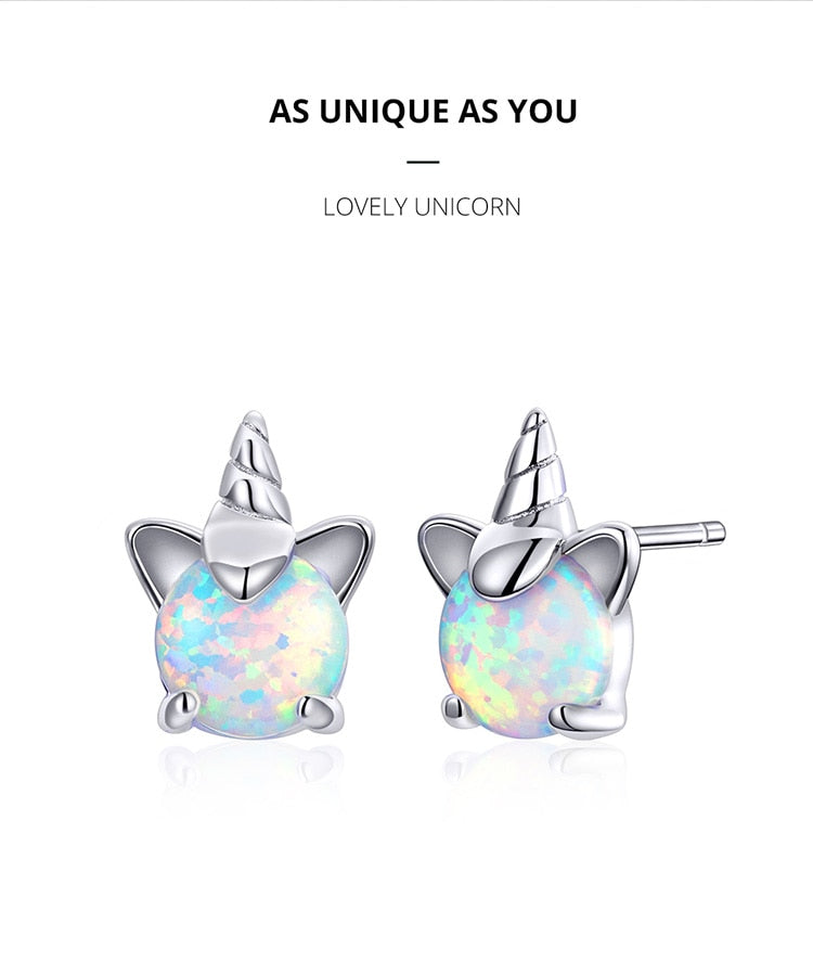 Unicorn with Opal Studs