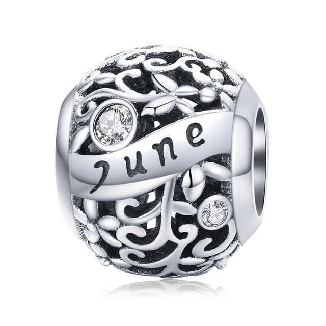 Birthstone Silver Charm