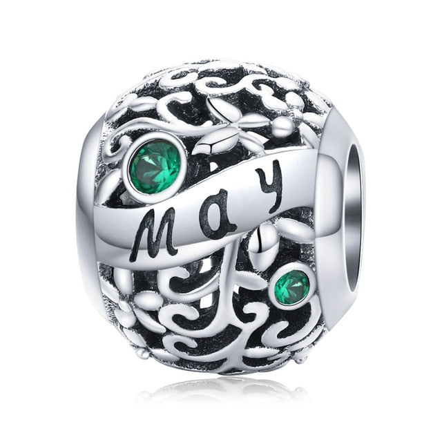 Birthstone Silver Charm