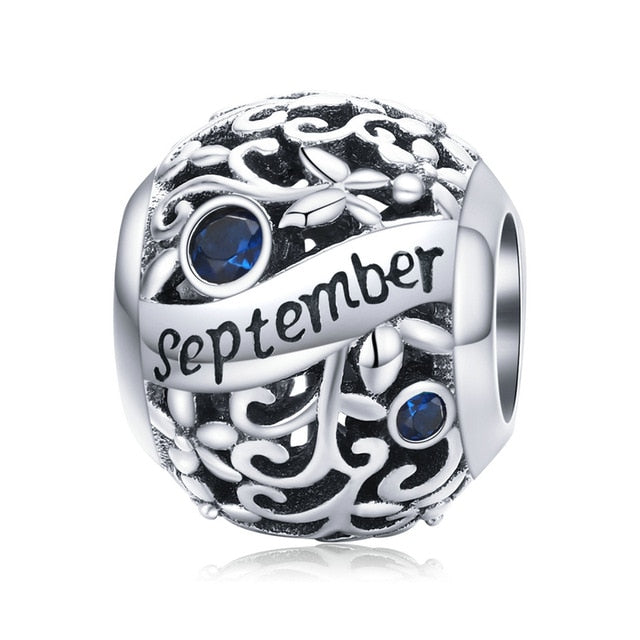 Birthstone Silver Charm