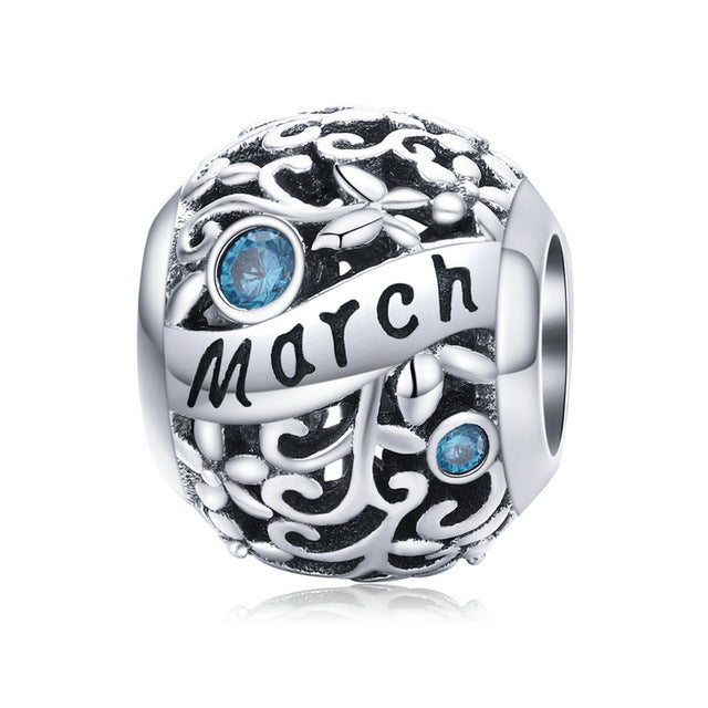 Birthstone Silver Charm