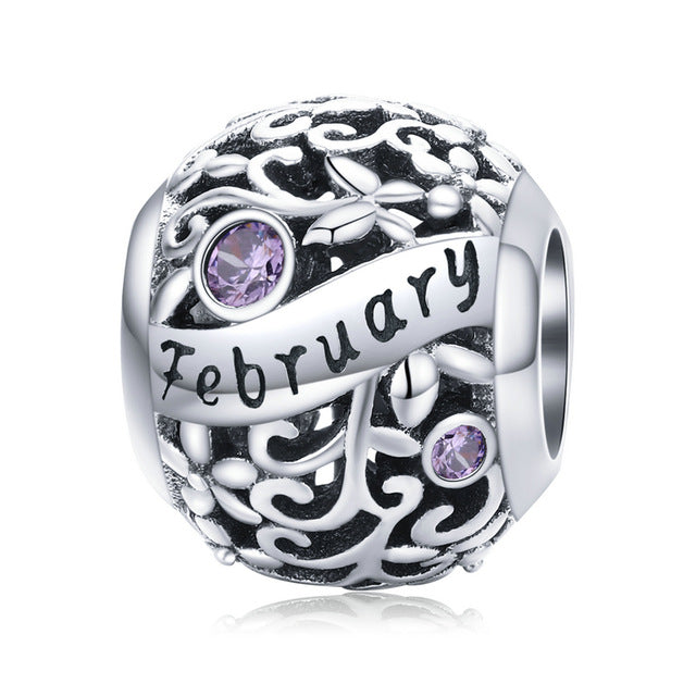 Birthstone Silver Charm