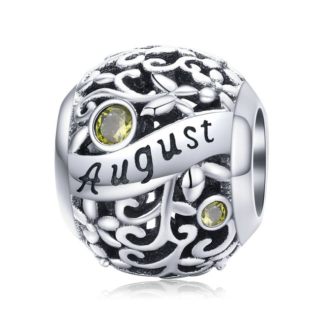 Birthstone Silver Charm