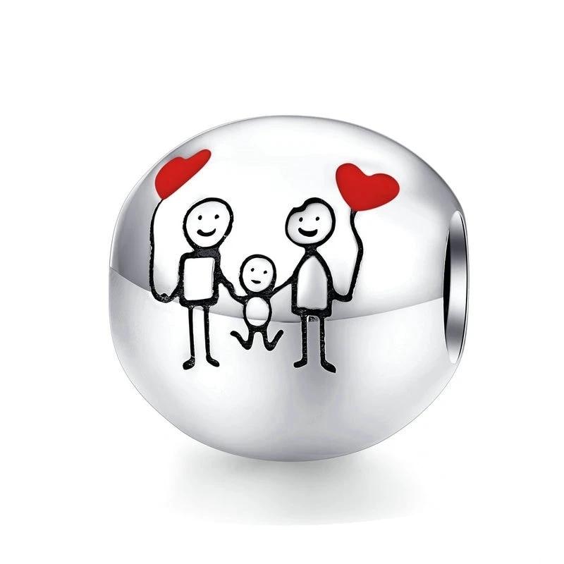 Family with balloons charm