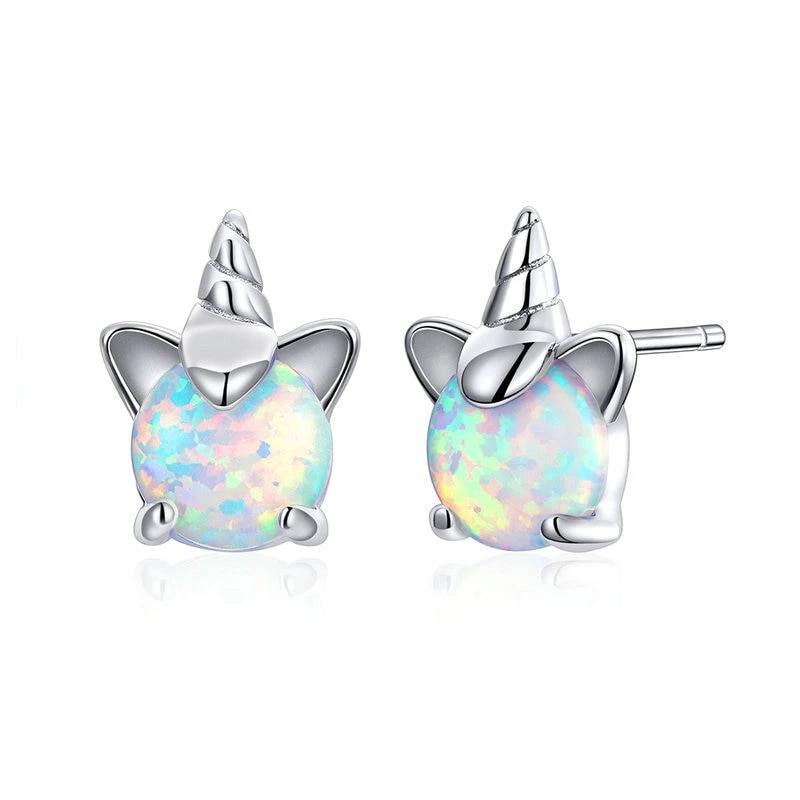 Unicorn with Opal Studs