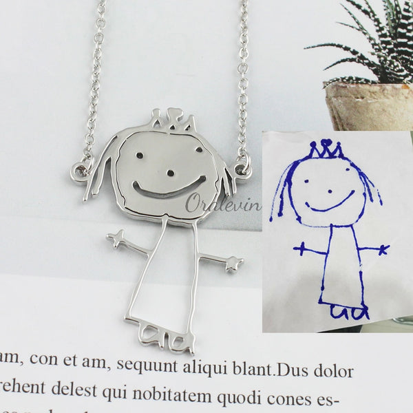 Necklace with custom drawing or picture