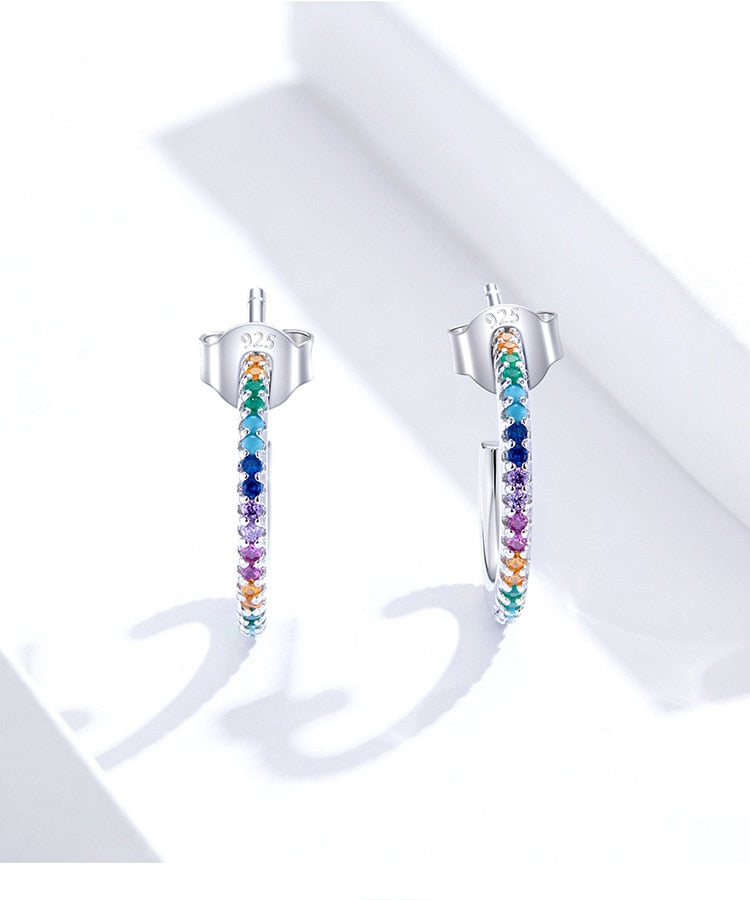 Rainbow Half Hoop Earrings