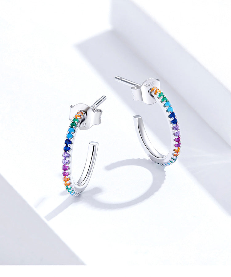 Rainbow Half Hoop Earrings