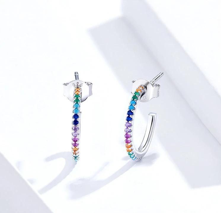 Rainbow Half Hoop Earrings