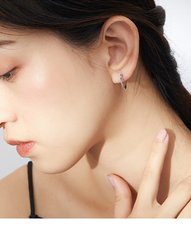 Rainbow Half Hoop Earrings