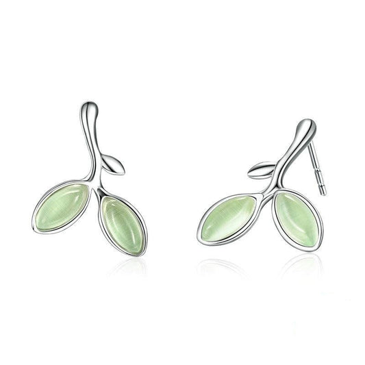 Green tea leave earrings