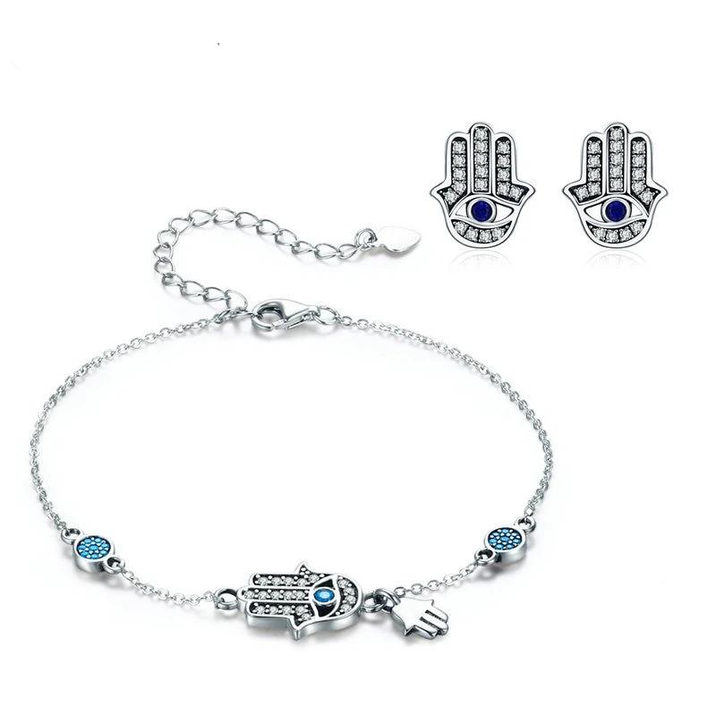 Hand of Fatima Bracelet and Studs Set